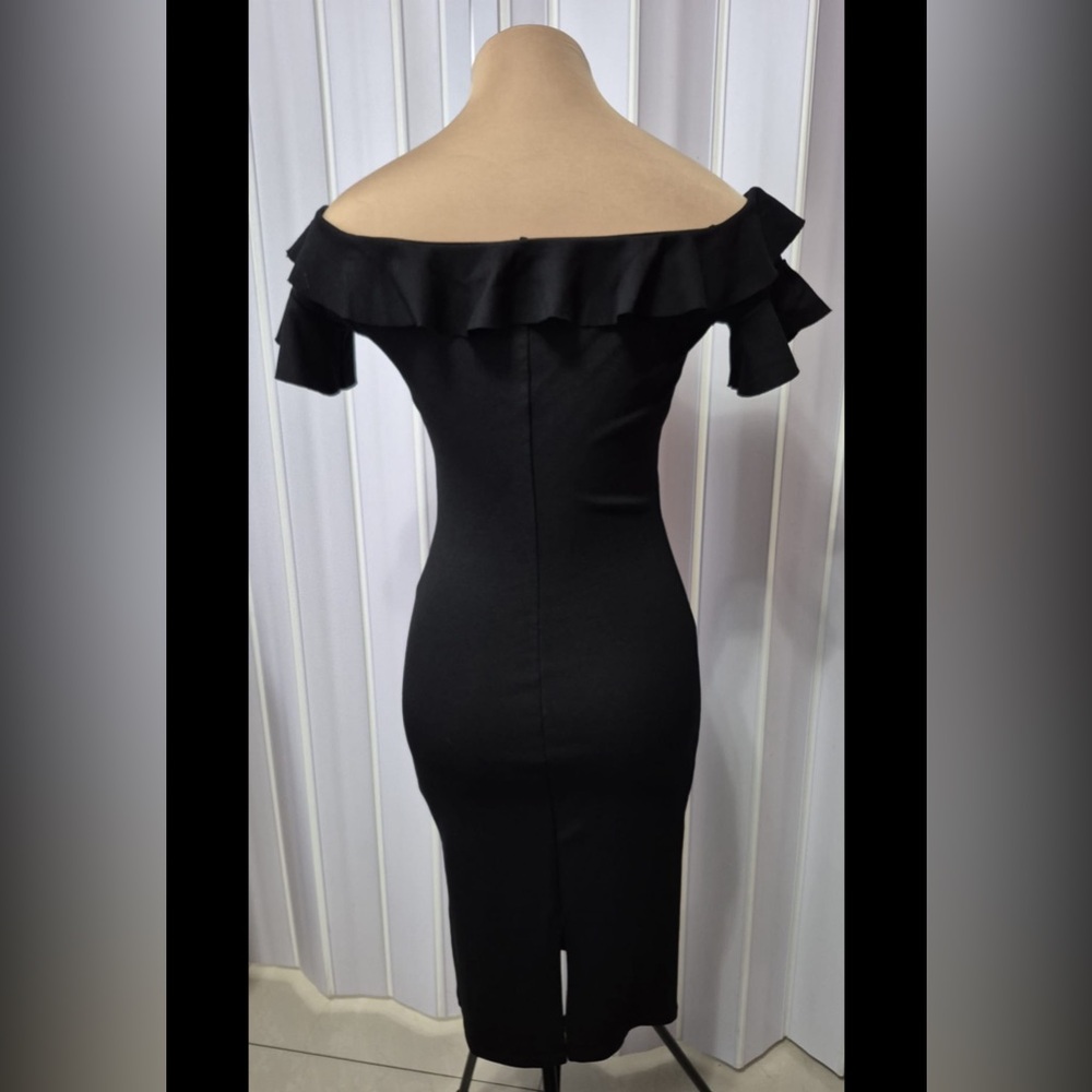 Bershka Black Ruffle Backless Dress - Picture 2 of 4